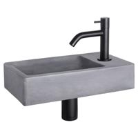 Differnz Force fonteinset beton donkergrijs - kraan gebogen - 40 x 22 x 8 cm - mat zwart