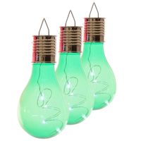 Lumineo solar tuin 10x stuks LED ophang verlichting/lampjes groen 14 x 8 cm - thumbnail