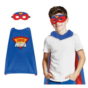 Superhelden verkleedset voor kinderen - blauw - one size - cape en oogmasker - comic/stripheld