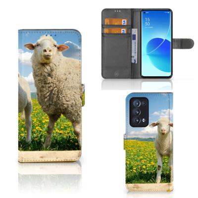 OPPO Reno 6 Pro Plus 5G | Telefoonhoesje | Met pasjeshouder | Schaap en Lammetje