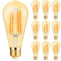 Voordeelpak 10x LED Lamp E27 Edison Filament - Brinton - Amber 6W 540lm - 822 Zeer Warm Wit 2200K - ST64 | Vervangt 45W