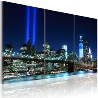 Schilderij -Blauwe lichten in New York , brug , 3 luik - thumbnail