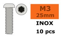 Laagbolkopschroef met binnenzeskant, M3X25, Inox (10st) - thumbnail