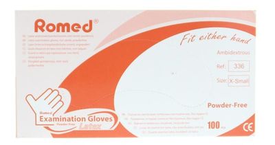 Romed Latex handschoen niet steriel poedervrij XS (100 st)