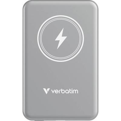 Verbatim Charge n Go Magnetic Wireless Powerbank 5000 mAh Fast Charge, Quick Charge 3.0, USB PD 3.0, Adaptive Fast Charge LiPo USB-C Grijs