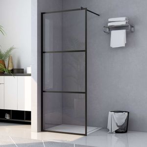 VidaXL Inloopdouchewand transparant 90x195 cm esg-glas zwart