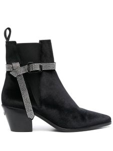 Zadig&Voltaire bottines en velours 70 mm à ornements en cristal - Noir