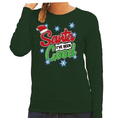Foute kersttrui / sweater Santa I have been good groen dames Foute kersttrui / sweater Santa I have been good groen dames