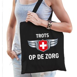 Trots op de zorg katoenen tas zwart voor dames