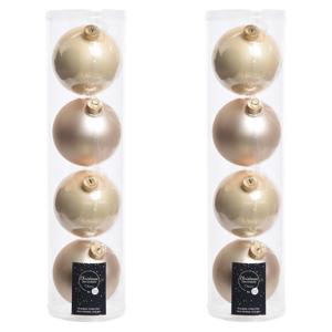 Decoris kerstballen - 8x st - licht champagne - D10 cm - glas - kerstversiering