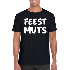 Feestmuts tekst t-shirt zwart heren