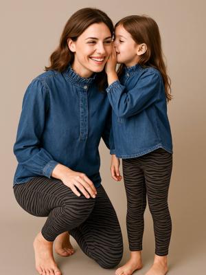 Legging met zebraprint voor dames, capsulecollectie moeder-dochter ENVIE DE FRAISE chocoladebruin