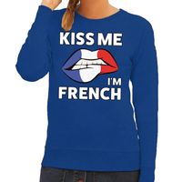 Kiss me I am French blauwe trui voor dames 2XL  - - thumbnail