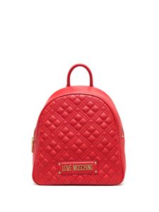 Love Moschino sac à dos matelassé à plaque logo - Rouge