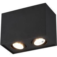 LED Plafondspot - Trion Bisqy - GU10 Fitting - 2-lichts - Rechthoek - Mat Zwart - Aluminium - thumbnail