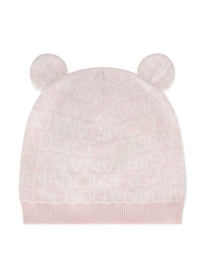 Dolce & Gabbana Kids chapeau en maille à oreilles - Tons neutres