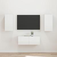 Tv-meubelset Wandgemonteerd 2 pcs Hoogglans wit Bewerkt hout