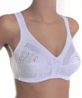 Sassa Mode soft Bh zonder beugel - 12906 - Brede bandjes - bh Grote maten - Wit - Huidskleur