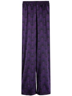 OZWALD BOATENG pantalon en soie à imprimé géométrique - Violet