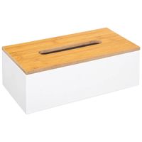 Tissuedoos/zakdoekjes box - wit - MDF hout - bamboe deksel - 25 x 13 x 9 cm