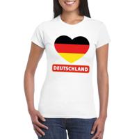 Duitsland t-shirt - met hartjes vlag print - wit - dames - korte mouwen - landen supporters