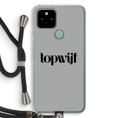 Topwijf Grijs Zwart: Pixel 5 Transparant Hoesje met koord