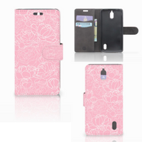 Huawei Y625 Hoesje White Flowers - thumbnail