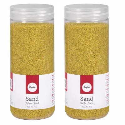 Hobby Fijn decoratie zand korrels - 4x pakjes - geel - 475 ml - zandkorrels - knutselmateriaal