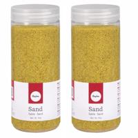 Hobby Fijn decoratie zand korrels - 4x pakjes - geel - 475 ml - zandkorrels - knutselmateriaal