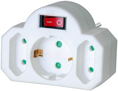 Brennenstuhl Adapterstekker 2 euro- + 1 veiligheidsstopcontact, met schakelaar - 1508100