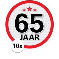 10x 65 Jaar leeftijd stickers rond 15 cm verjaardag versiering