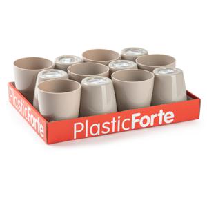 PlasticForte Drinkglazen - 24x - taupe - kunststof - 400 ml - herbruikbaar - waterglazen