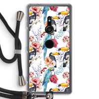 Bloemen tukan: Sony Xperia XZ2 Transparant Hoesje met koord