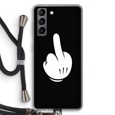 Middle finger black: Samsung Galaxy S21 Transparant Hoesje met koord