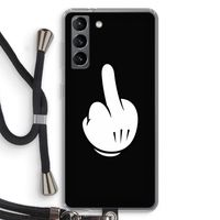 Middle finger black: Samsung Galaxy S21 Transparant Hoesje met koord