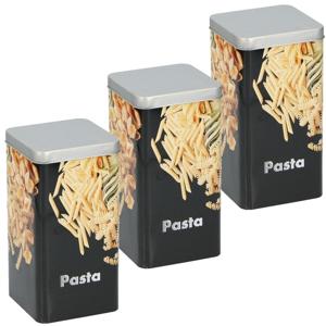 Pasta voorraadblik - 3x - metaal - 2L - 9,5 x 18,5 cm - voorraadbus - luchtdichte deksel