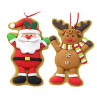 Kersthangers/kerstornamenten - 2x st -rendier en kerstman - kunststof - 11 cm