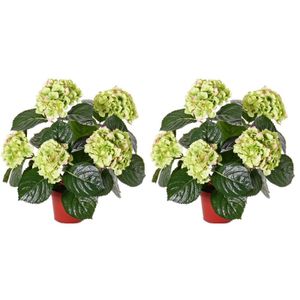 2x Groene Hydrangea/hortensia kunstplanten 40 cm