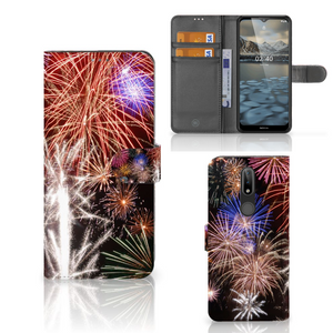 Nokia 2.4 Wallet Case met Pasjes Vuurwerk