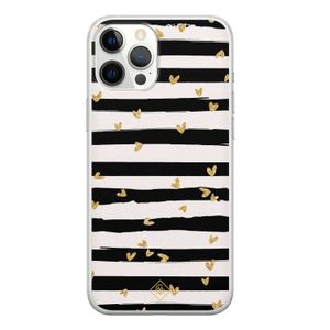 iPhone 12 Pro Max siliconen telefoonhoesje - Hart streepjes