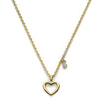 Ketting Hartje zilver-diamant 0,015 ct goudkleurig-wit 42-45 cm