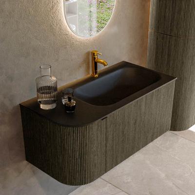 Badmeubel Mondiaz Kurve | 95 cm cm | Meubelkleur Shadow | Wastafelkleur Urban | Solid surface | Wasbak rechter zijde spoelbak | 1 kraangat