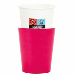 Feestbekers met hoesjes - 8x - fuchsiaroze - papier - 250ml