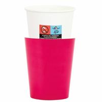 Feestbekers met hoesjes - 8x - fuchsiaroze - papier - 250ml Feestbekers met hoesjes - 8x - fuchsiaroze - papier - 250ml