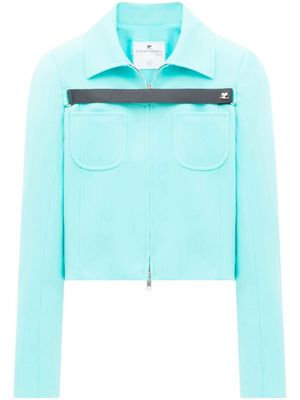 Courrèges veste à logo strassé - Bleu
