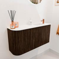 Toiletmeubel Mondiaz Joya | 81.6 cm | Meubelkleur Walnut | Faye wastafel Talc Rechts | 1 kraangat