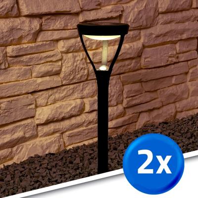 Voordeelset solar priklamp birdie zwart met warm wit licht