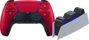 Sony Playstation 5 DualSense Draadloze Controller Volcanic Red + BlueBuilt oplaadstation