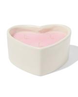 HEMA Kaars Drie Lonten 13x10cm Keramiek Hartvorm Roze