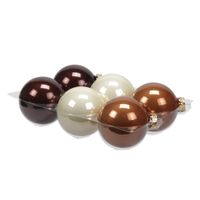 6x stuks glazen kerstballen natuurtinten (opal natural) 8 cm mat/glans   -